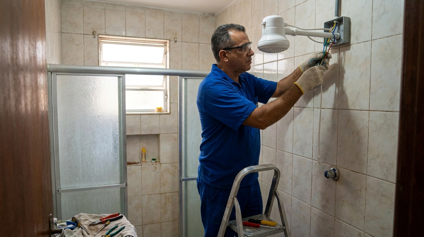 Substituição de Chuveiro Antigo em Viamão‑RS